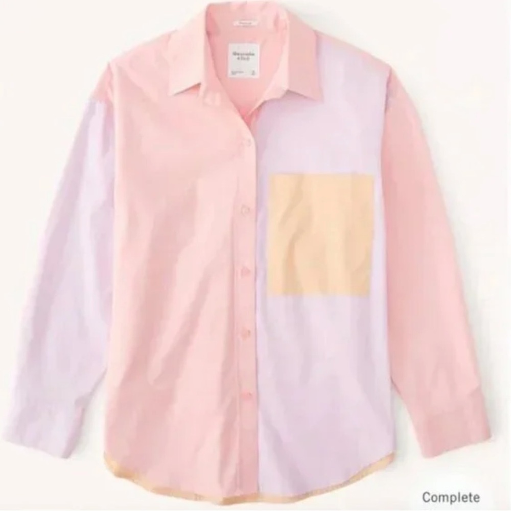 Abercrombie & Fitch Oversized Color Block Button … - image 2
